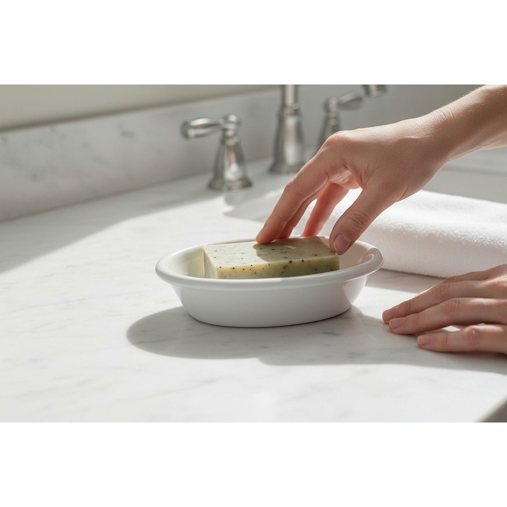 LaMont Inspiration Soap Dish Unisex OS White Very Good Ceramic Oval CR301